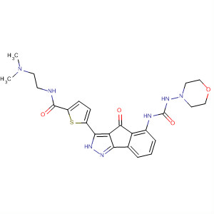 247149-74-2  2-Thiophenecarboxamide,5-[2,4-dihydro-5-[[(4-morpholinylamino)carbonyl]amino]-4-oxoindeno[1,2-c]pyrazol-3-yl]-N-[2-(dimethylamino)ethyl]-