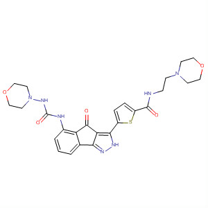 247149-76-4  2-Thiophenecarboxamide,5-[2,4-dihydro-5-[[(4-morpholinylamino)carbonyl]amino]-4-oxoindeno[1,2-c]pyrazol-3-yl]-N-[2-(4-morpholinyl)ethyl]-