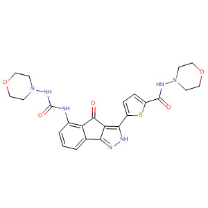 247149-77-5  2-Thiophenecarboxamide,5-[2,4-dihydro-5-[[(4-morpholinylamino)carbonyl]amino]-4-oxoindeno[1,2-c]pyrazol-3-yl]-N-4-morpholinyl-