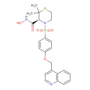 250581-11-4  3-Thiomorpholinecarboxamide,N-hydroxy-2,2-dimethyl-4-[[4-(4-quinolinylmethoxy)phenyl]sulfonyl]-,(3S)-