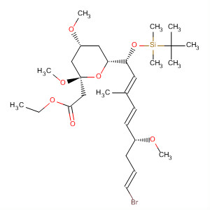 213978-42-8  2H-Pyran-2-acetic acid,6-[(1R,2E,4E,6R,8E)-9-bromo-1-[[(1,1-dimethylethyl)dimethylsilyl]oxy]-6-methoxy-3-methyl-2,4,8-nonatrienyl]tetrahydro-2,4-dimethoxy-, ethylester, (2S,4R,6R)-