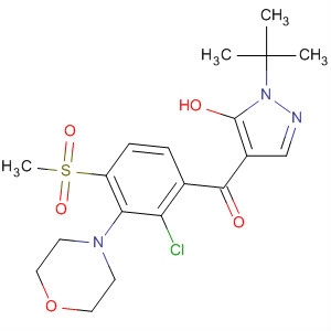 214056-59-4  Methanone,[2-chloro-4-(methylsulfonyl)-3-(4-morpholinyl)phenyl][1-(1,1-dimethylethyl)-5-hydroxy-1H-pyrazol-4-yl]-