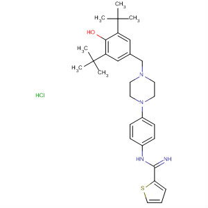 214123-81-6  2-Thiophenecarboximidamide,N-[4-[4-[[3,5-bis(1,1-dimethylethyl)-4-hydroxyphenyl]methyl]-1-piperazinyl]phenyl]-, monohydrochloride