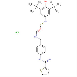 214123-94-1  2-Thiophenecarboximidamide,N-[4-[[[[[3,5-bis(1,1-dimethylethyl)-4-hydroxyphenyl]amino]thioxomethyl]amino]methyl]phenyl]-, monohydrochloride