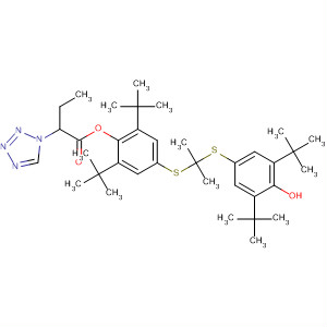216168-32-0  1H-Tetrazole-1-butanoic acid,4-[[1-[[3,5-bis(1,1-dimethylethyl)-4-hydroxyphenyl]thio]-1-methylethyl]thio]-2,6-bis(1,1-dimethylethyl)phenyl ester