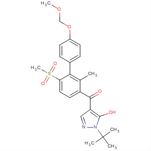 216486-07-6  Methanone,[1-(1,1-dimethylethyl)-5-hydroxy-1H-pyrazol-4-yl][4'-(methoxymethoxy)-2-methyl-6-(methylsulfonyl)[1,1'-biphenyl]-3-yl]-