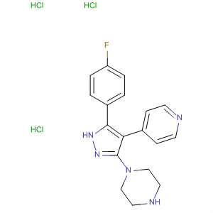 216505-91-8  Piperazine, 1-[5-(4-fluorophenyl)-4-(4-pyridinyl)-1H-pyrazol-3-yl]-,trihydrochloride