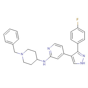 216506-82-0  2-Pyridinamine,4-[3-(4-fluorophenyl)-1H-pyrazol-4-yl]-N-[1-(phenylmethyl)-4-piperidinyl]-