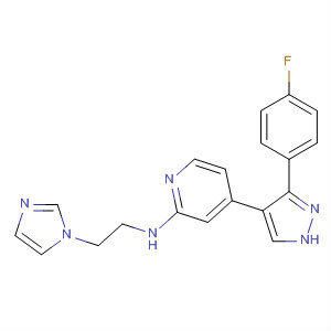 216506-87-5  2-Pyridinamine,4-[3-(4-fluorophenyl)-1H-pyrazol-4-yl]-N-[2-(1H-imidazol-1-yl)ethyl]-