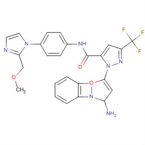 218298-20-5  1H-Pyrazole-5-carboxamide,1-(3-amino-1,2-benzisoxazol-5-yl)-N-[4-[2-(methoxymethyl)-1H-imidazol-1-yl]phenyl]-3-(trifluoromethyl)-