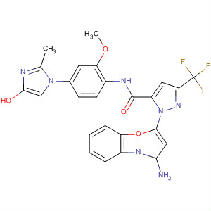 218298-22-7  1H-Pyrazole-5-carboxamide,1-(3-amino-1,2-benzisoxazol-5-yl)-N-[2-methoxy-4-(2-methyl-1H-imidazol-1-yl)phenyl]-3-(trifluoromethyl)-
