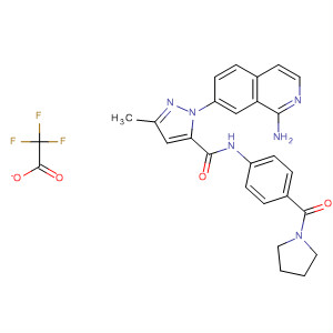 218299-33-3  1H-Pyrazole-5-carboxamide,1-(1-amino-7-isoquinolinyl)-3-methyl-N-[4-(1-pyrrolidinylcarbonyl)phenyl]-, mono(trifluoroacetate)