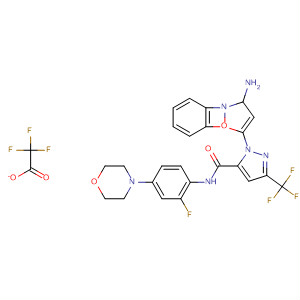 218299-35-5  1H-Pyrazole-5-carboxamide,1-(3-amino-1,2-benzisoxazol-5-yl)-N-[2-fluoro-4-(4-morpholinyl)phenyl]-3-(trifluoromethyl)-, mono(trifluoroacetate)