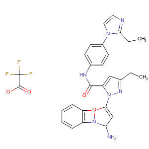 218299-48-0  1H-Pyrazole-5-carboxamide,1-(3-amino-1,2-benzisoxazol-5-yl)-3-ethyl-N-[4-(2-ethyl-1H-imidazol-1-yl)phenyl]-, mono(trifluoroacetate)