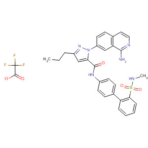 218300-60-8  1H-Pyrazole-5-carboxamide,1-(1-amino-7-isoquinolinyl)-N-[2'-[(methylamino)sulfonyl][1,1'-biphenyl]-4-yl]-3-propyl-, mono(trifluoroacetate)