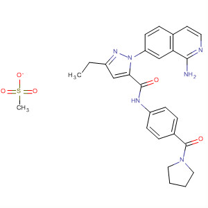 218300-65-3  1H-Pyrazole-5-carboxamide,1-(1-amino-7-isoquinolinyl)-3-ethyl-N-[4-(1-pyrrolidinylcarbonyl)phenyl]-,monomethanesulfonate