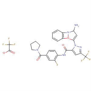 218300-76-6  1H-Pyrazole-5-carboxamide,1-(3-amino-1,2-benzisoxazol-5-yl)-N-[2-fluoro-4-(1-pyrrolidinylcarbonyl)phenyl]-3-(trifluoromethyl)-, mono(trifluoroacetate)