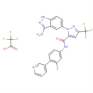 218300-86-8  1H-Pyrazole-5-carboxamide,1-(3-amino-1H-indazol-5-yl)-N-[3-fluoro-4-(3-pyridinyl)phenyl]-3-(trifluoromethyl)-, mono(trifluoroacetate)