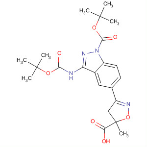 218301-28-1  1H-Indazole-1-carboxylic acid,5-(5-carboxy-4,5-dihydro-5-methyl-3-isoxazolyl)-3-[[(1,1-dimethylethoxy)carbonyl]amino]-, 1-(1,1-dimethylethyl) ester
