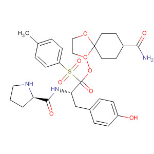220545-27-7  L-Tyrosine, 1-[(4-methylphenyl)sulfonyl]-L-prolyl-,1,4-dioxa-8-azaspiro[4.5]decane-8-carboxylate (ester)