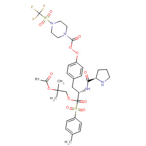 220546-60-1  L-Tyrosine, 1-[(4-methylphenyl)sulfonyl]-L-prolyl-, 1,1-dimethylethyl ester,4-[(trifluoromethyl)sulfonyl]-1-piperazinecarboxylate (ester)