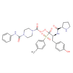 220546-85-0  L-Tyrosine, 1-[(4-methylphenyl)sulfonyl]-L-prolyl-,4-[(phenylamino)carbonyl]-1-piperazinecarboxylate (ester)