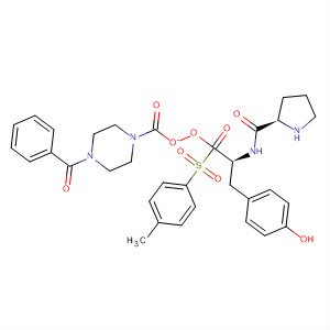 220547-10-4  L-Tyrosine, 1-[(4-methylphenyl)sulfonyl]-L-prolyl-,4-benzoyl-1-piperazinecarboxylate (ester)