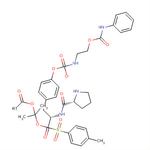 220547-19-3  L-Tyrosine, 1-[(4-methylphenyl)sulfonyl]-L-prolyl-, 1-methylethyl ester,[2-[[(phenylamino)carbonyl]oxy]ethyl]carbamate (ester)