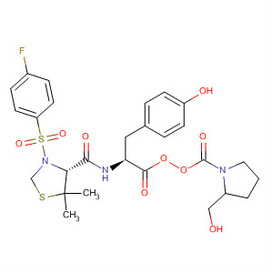220547-30-8  L-Tyrosine,N-[[(4R)-3-[(4-fluorophenyl)sulfonyl]-5,5-dimethyl-4-thiazolidinyl]carbonyl]-, 2-(hydroxymethyl)-1-pyrrolidinecarboxylate (ester)