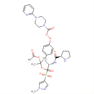 220547-86-4  L-Tyrosine, 1-[(1-methyl-1H-pyrazol-4-yl)sulfonyl]-L-prolyl-, 1-methylethylester, 4-(2-pyridinyl)-1-piperazinecarboxylate (ester)