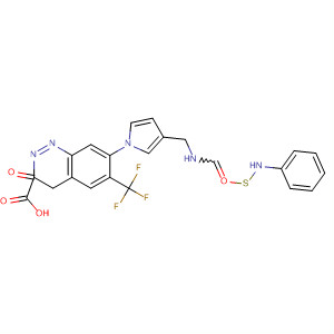 221165-51-1  2-Quinoxalinecarboxylic acid,3,4-dihydro-3-oxo-7-[3-[[[(phenylamino)thioxomethyl]amino]methyl]-1H-pyrrol-1-yl]-6-(trifluoromethyl)-