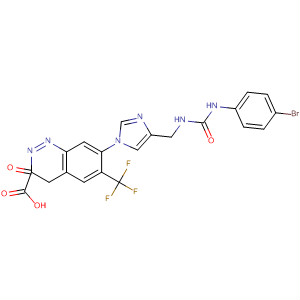221165-57-7  2-Quinoxalinecarboxylic acid,7-[4-[[[[(4-bromophenyl)amino]carbonyl]amino]methyl]-1H-imidazol-1-yl]-3,4-dihydro-3-oxo-6-(trifluoromethyl)-