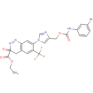 221165-63-5  2-Quinoxalinecarboxylic acid,7-[4-[[[[(3-bromophenyl)amino]carbonyl]oxy]methyl]-1H-imidazol-1-yl]-3,4-dihydro-3-oxo-6-(trifluoromethyl)-, ethyl ester