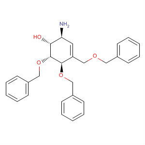 221371-31-9  3-Cyclohexen-1-ol,2-amino-5,6-bis(phenylmethoxy)-4-[(phenylmethoxy)methyl]-,(1R,2S,5R,6R)-