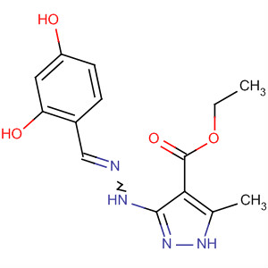 221445-95-0  1H-Pyrazole-4-carboxylic acid,3-[[(2,4-dihydroxyphenyl)methylene]hydrazino]-5-methyl-, ethyl ester