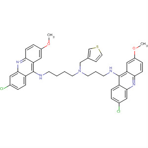 222052-02-0  1,4-Butanediamine,N'-(6-chloro-2-methoxy-9-acridinyl)-N-[3-[(6-chloro-2-methoxy-9-acridinyl)amino]propyl]-N-(3-thienylmethyl)-