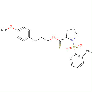 222171-28-0  2-Pyrrolidinecarbothioic acid, 1-[(2-methylphenyl)sulfonyl]-,S-[3-(4-methoxyphenyl)propyl] ester, (2S)-