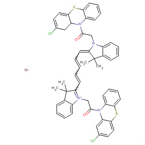 222963-93-1  3H-Indolium,1-[2-(2-chloro-10H-phenothiazin-10-yl)-2-oxoethyl]-2-[5-[1-[2-(2-chloro-10H-phenothiazin-10-yl)-2-oxoethyl]-1,3-dihydro-3,3-dimethyl-2H-indol-2-ylidene]-1,3-pentadienyl]-3,3-dimethyl-, bromide