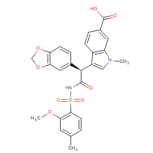 223438-50-4  1H-Indole-6-carboxylic acid,3-[(1S)-1-(1,3-benzodioxol-5-yl)-2-[[(2-methoxy-4-methylphenyl)sulfonyl]amino]-2-oxoethyl]-1-methyl-
