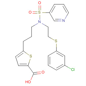 223488-82-2  2-Thiophenecarboxylic acid,5-[3-[[2-[(3-chlorophenyl)thio]ethyl](3-pyridinylsulfonyl)amino]propyl]-