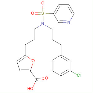 223489-01-8  2-Furancarboxylic acid,5-[3-[[3-(3-chlorophenyl)propyl](3-pyridinylsulfonyl)amino]propyl]-