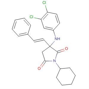 200813-01-0  2,5-Pyrrolidinedione,1-cyclohexyl-3-[(3,4-dichlorophenyl)amino]-3-[(1E)-2-phenylethenyl]-