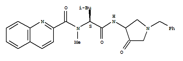 203500-33-8  2-Quinolinecarboxamide,N-methyl-N-[(1S)-3-methyl-1-[[[4-oxo-1-(phenylmethyl)-3-pyrrolidinyl]amino]carbonyl]butyl]-