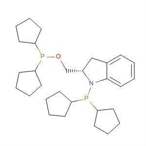 204638-20-0  Phosphinous acid, dicyclopentyl-,[(2S)-1-(dicyclopentylphosphino)-2,3-dihydro-1H-indol-2-yl]methyl ester