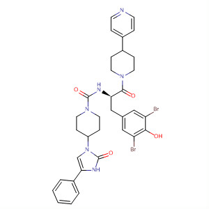 204696-50-4  1-Piperidinecarboxamide,N-[(1R)-1-[(3,5-dibromo-4-hydroxyphenyl)methyl]-2-oxo-2-[4-(4-pyridinyl)-1-piperidinyl]ethyl]-4-(2,3-dihydro-2-oxo-4-phenyl-1H-imidazol-1-yl)-
