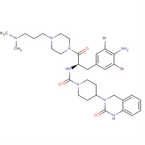 205064-53-5  1-Piperidinecarboxamide,N-[(1R)-1-[(4-amino-3,5-dibromophenyl)methyl]-2-[4-[3-(dimethylamino)propyl]-1-piperazinyl]-2-oxoethyl]-4-(1,4-dihydro-2-oxo-3(2H)-quinazolinyl)-