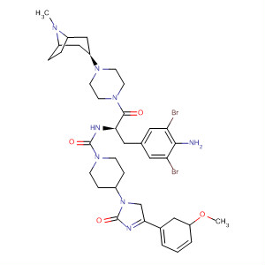 205260-32-8  1-Piperidinecarboxamide,N-[(1R)-1-[(4-amino-3,5-dibromophenyl)methyl]-2-[4-[(3-exo)-8-methyl-8-azabicyclo[3.2.1]oct-3-yl]-1-piperazinyl]-2-oxoethyl]-4-[2,3-dihydro-4-(3-methoxyphenyl)-2-oxo-1H-imidazol-1-yl]-