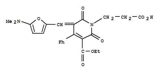 207675-73-8  1(2H)-Pyridinepropanoicacid,5-[[5-(dimethylamino)-2-furanyl]methylene]-3-(ethoxycarbonyl)-5,6-dihydro-2,6-dioxo-4-phenyl-