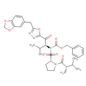 208846-12-2  L-Prolinamide,N-[(phenylmethoxy)carbonyl]-L-valyl-N-[(1S)-1-[[5-(1,3-benzodioxol-5-ylmethyl)-1,3,4-oxadiazol-2-yl]carbonyl]-2-methylpropyl]-