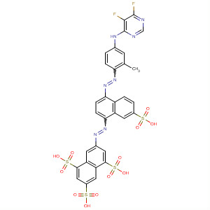 209123-69-3  1,3,5-Naphthalenetrisulfonic acid,7-[[4-[[4-[(5,6-difluoro-4-pyrimidinyl)amino]-2-methylphenyl]azo]-7-sulfo-1-naphthalenyl]azo]-